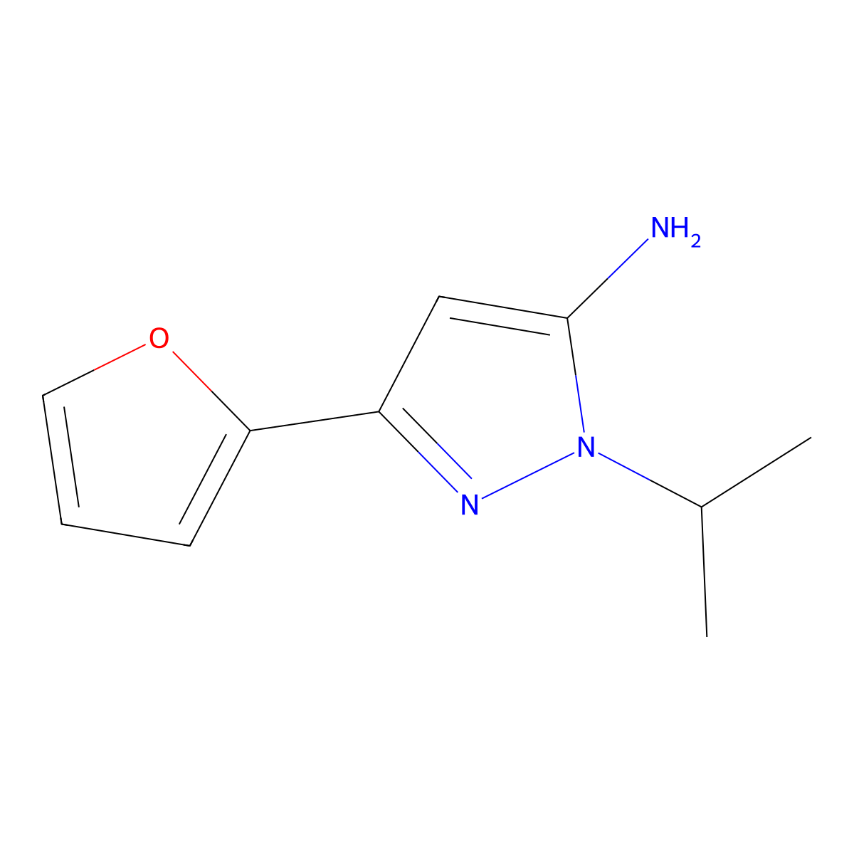 3-(furan-2-yl)-1-(propan-2-yl)-1H-pyrazol-5-amine molecular structure, CAS 1250037-05-8