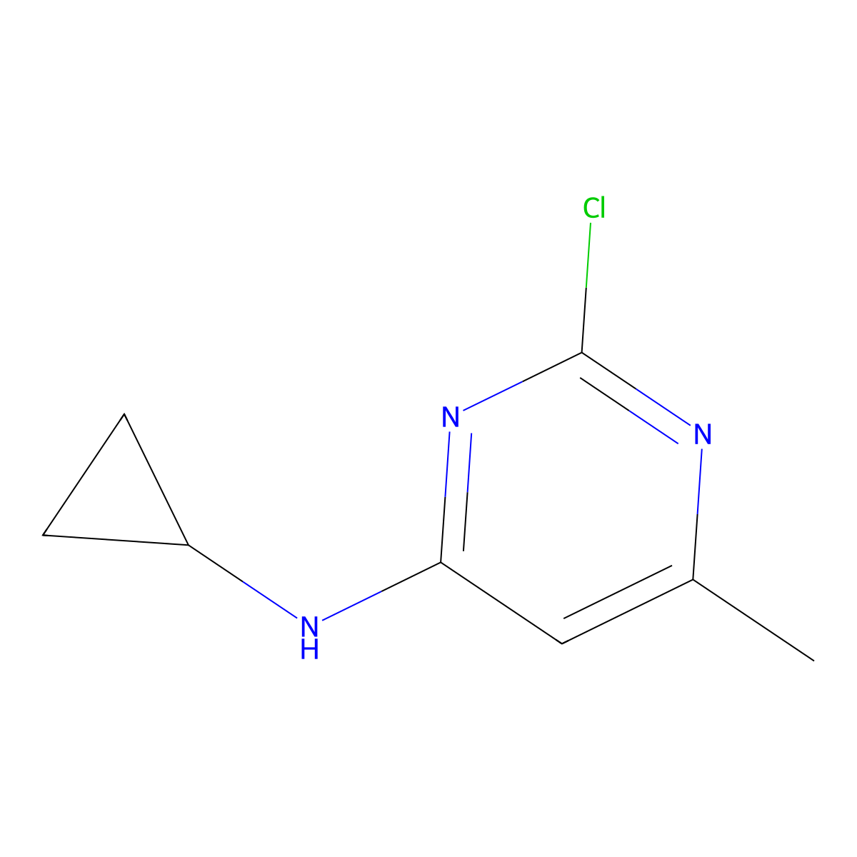 2-Chloro-N-cyclopropyl-6-methylpyrimidin-4-amine molecular structure, CAS 1250038-98-2