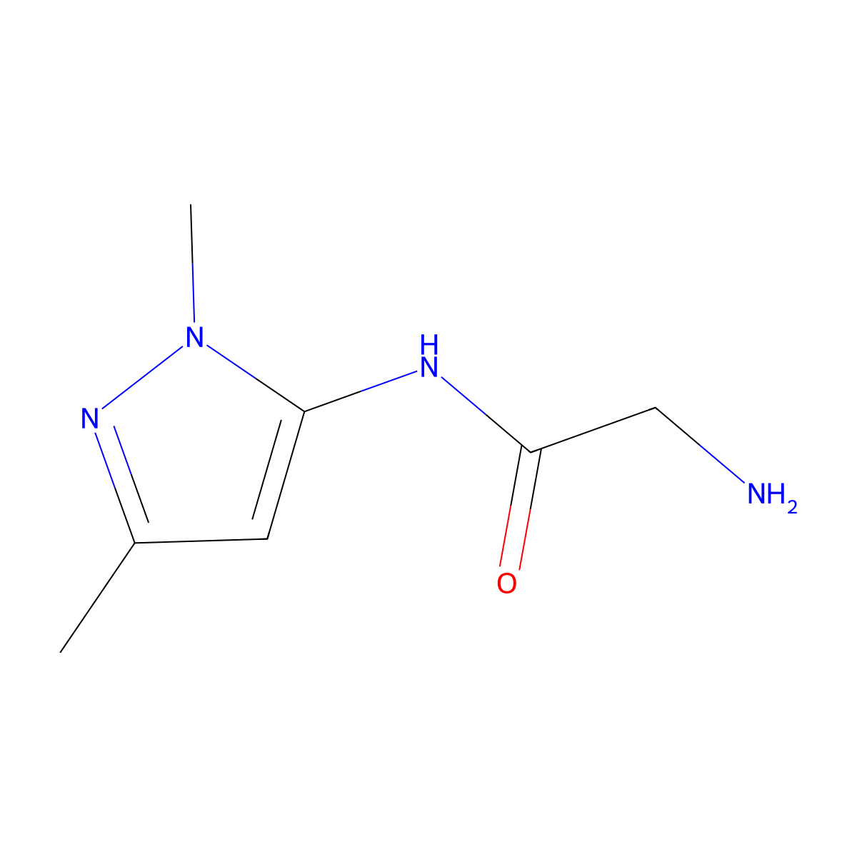 2-amino-N-(1,3-dimethyl-1H-pyrazol-5-yl)acetamide molecular structure, CAS 1250039-17-8