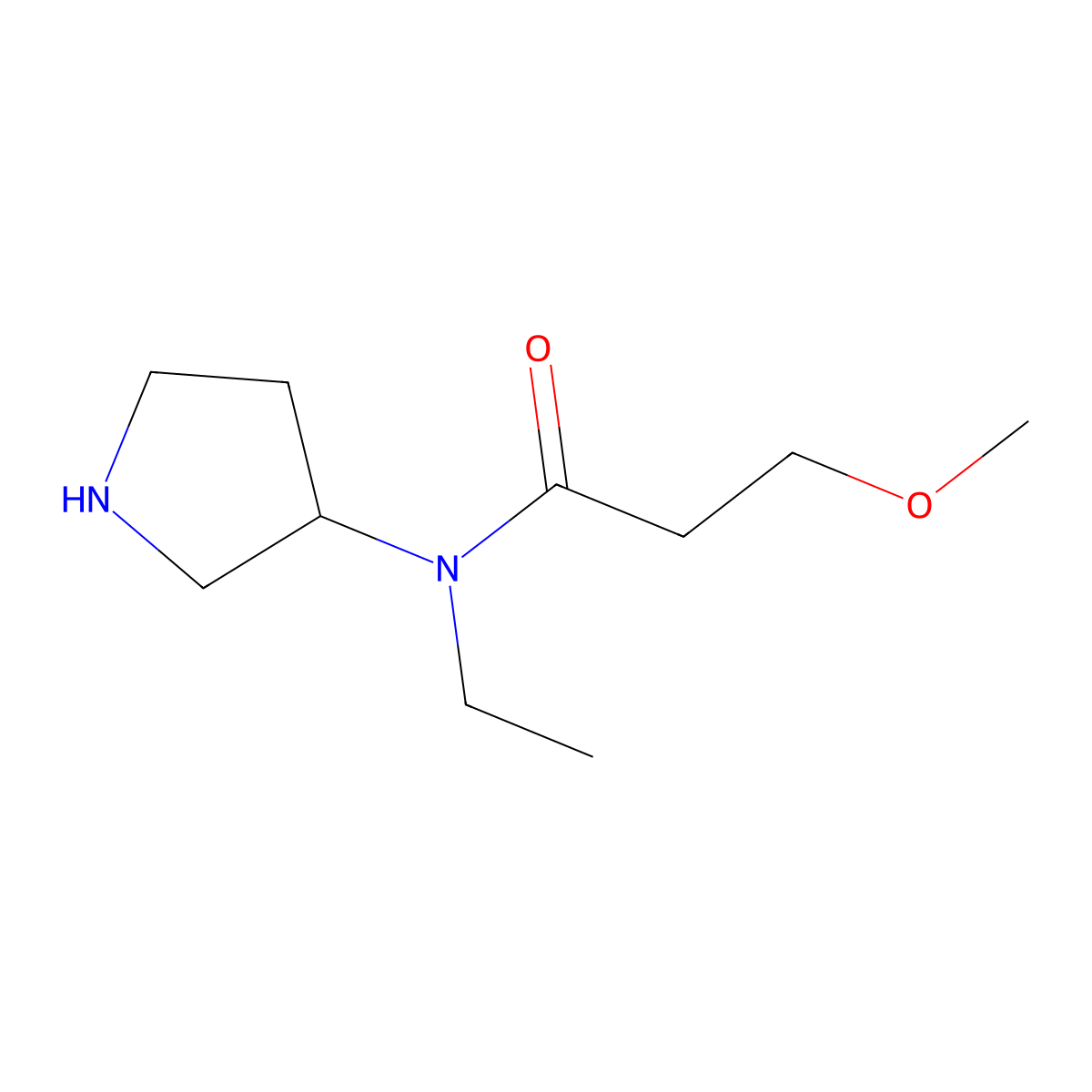 n-Ethyl-3-methoxy-N-(pyrrolidin-3-yl)propanamide molecular structure, CAS 1250040-60-8