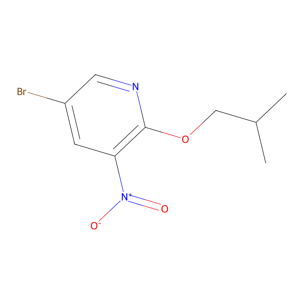 5-Bromo-2-isobutoxy-3-nitro-pyridine molecular structure, CAS 1250043-16-3