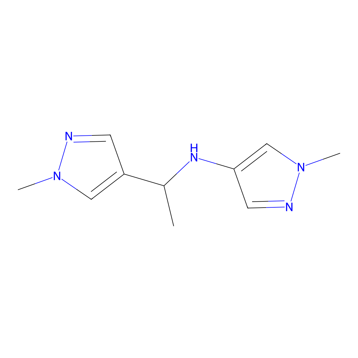 1-Methyl-N-[1-(1-methyl-1H-pyrazol-4-yl)ethyl]-1H-pyrazol-4-amine molecular structure, CAS 1250046-73-1