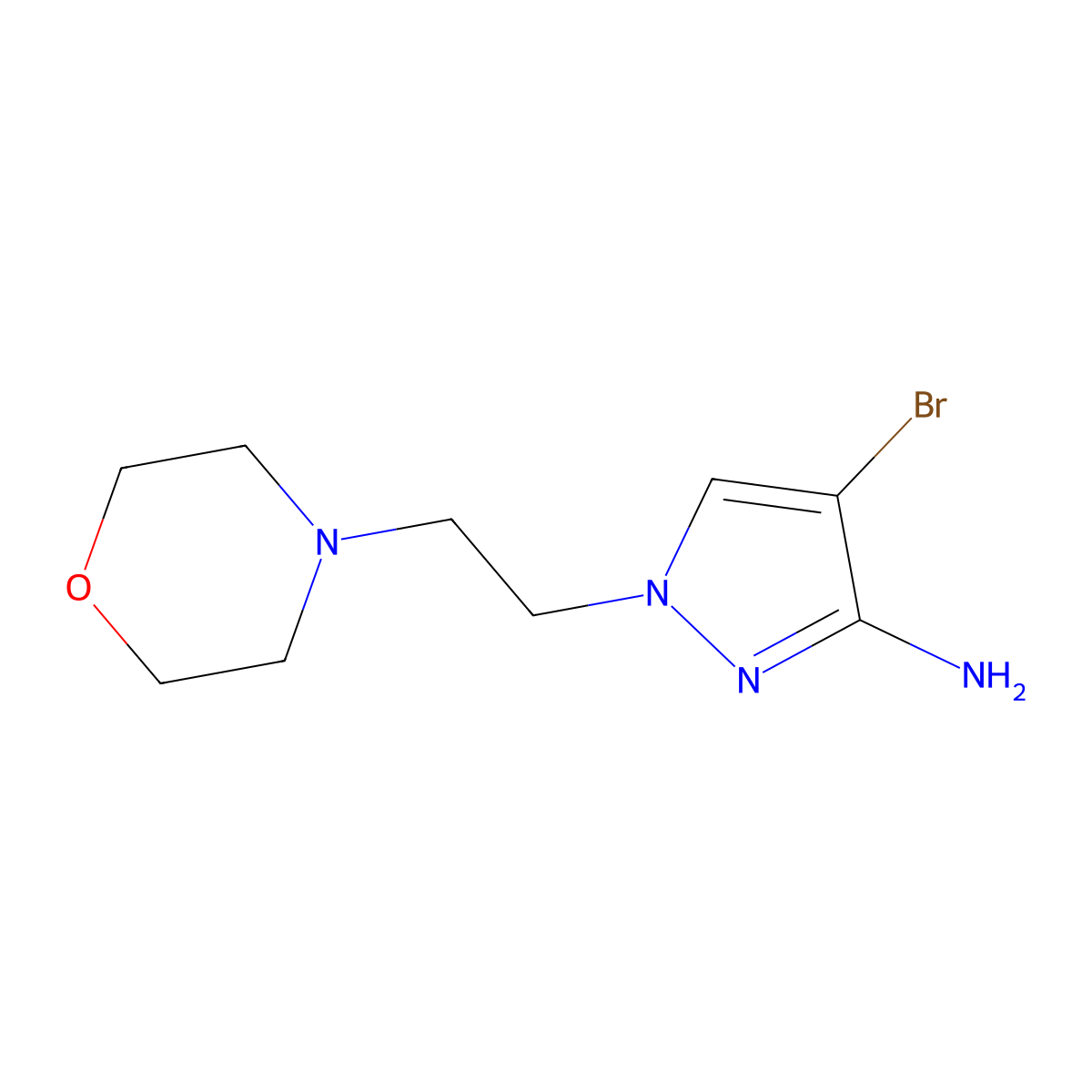 4-Bromo-1-(2-morpholinoethyl)-1h-pyrazol-3-amine molecular structure, CAS 1250049-03-6