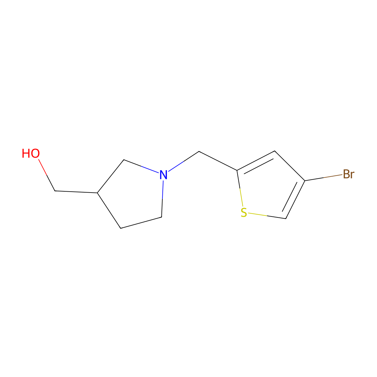 {1-[(4-Bromothiophen-2-yl)methyl]pyrrolidin-3-yl}methanol molecular structure, CAS 1250050-26-0