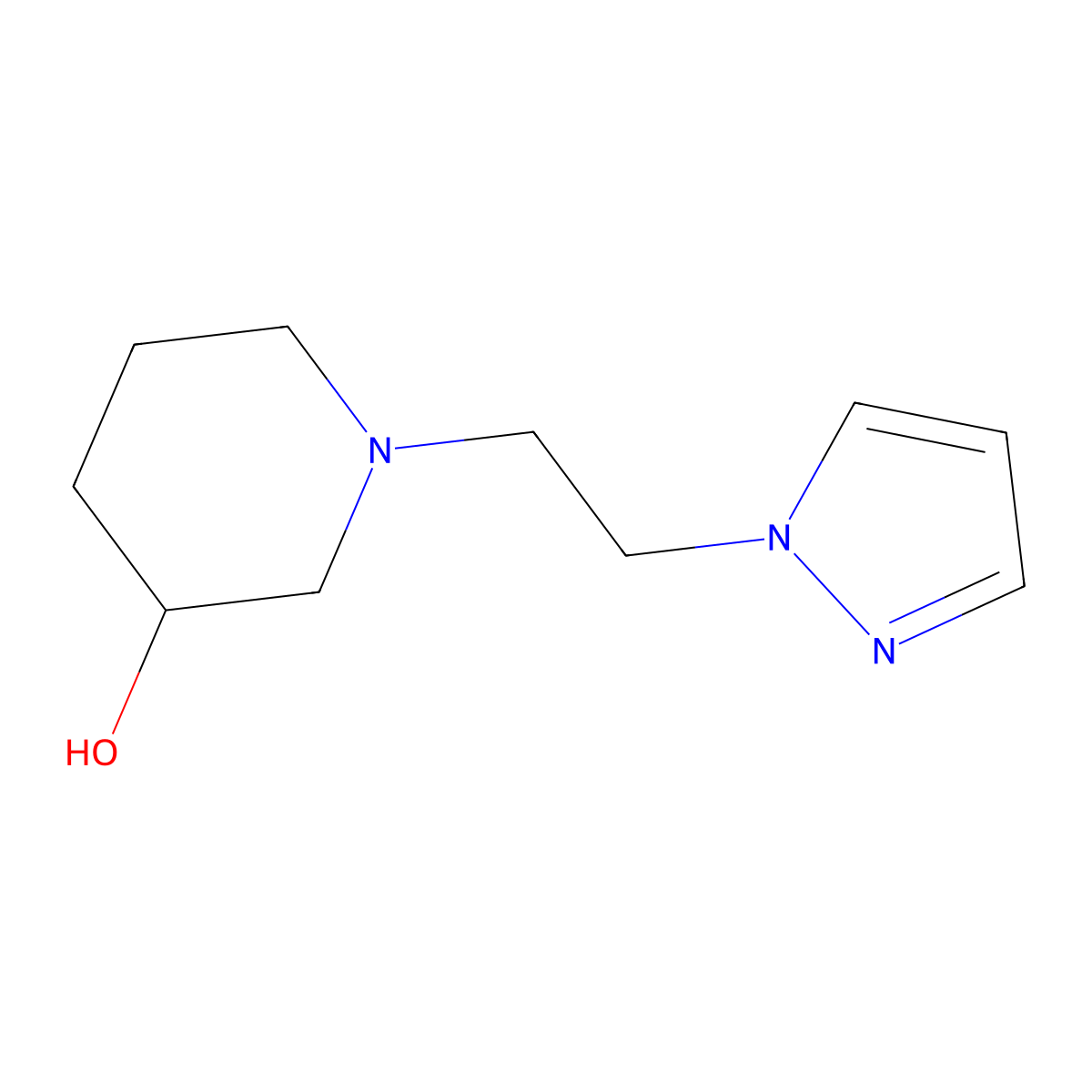 1-[2-(1H-pyrazol-1-yl)ethyl]piperidin-3-ol molecular structure, CAS 1250052-48-2
