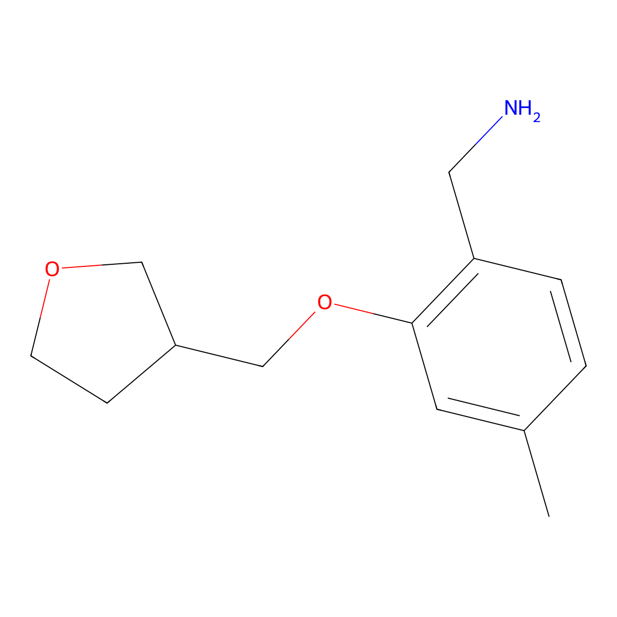[4-Methyl-2-(oxolan-3-ylmethoxy)phenyl]methanamine molecular structure, CAS 1250057-67-0