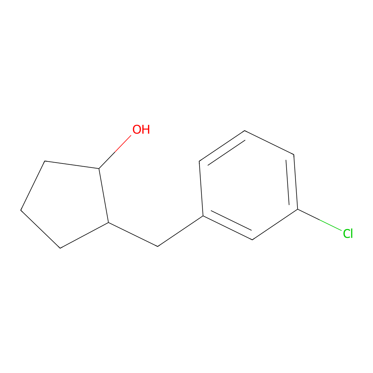 2-[(3-Chlorophenyl)methyl]cyclopentan-1-ol molecular structure, CAS 1250059-65-4