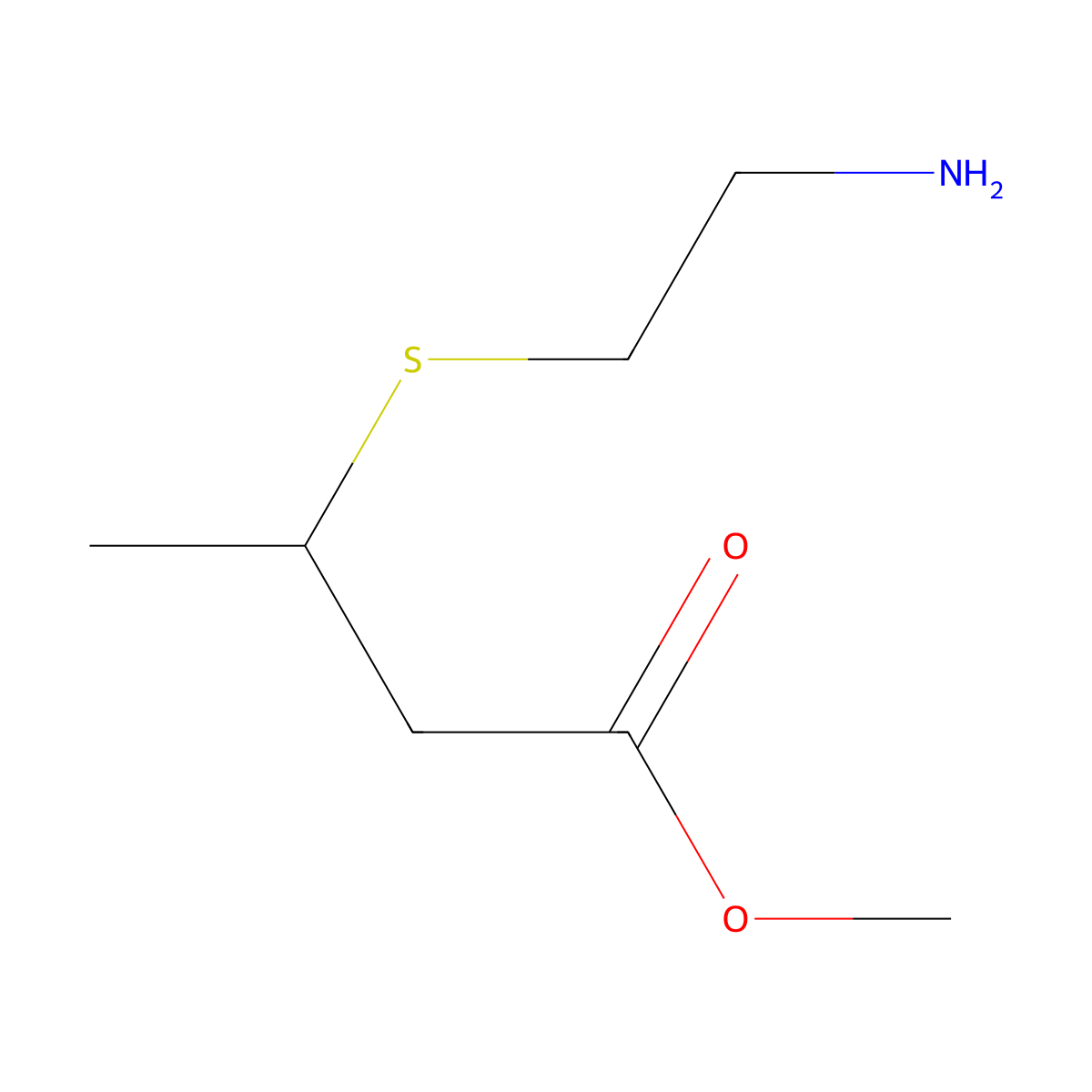 Methyl 3-[(2-aminoethyl)sulfanyl]butanoate molecular structure, CAS 1250060-11-7