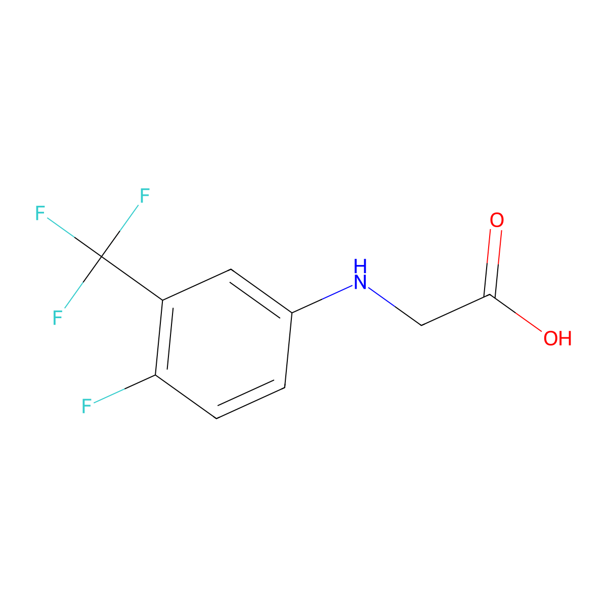 2-{[4-Fluoro-3-(trifluoromethyl)phenyl]amino}acetic acid molecular structure, CAS 1250060-54-8