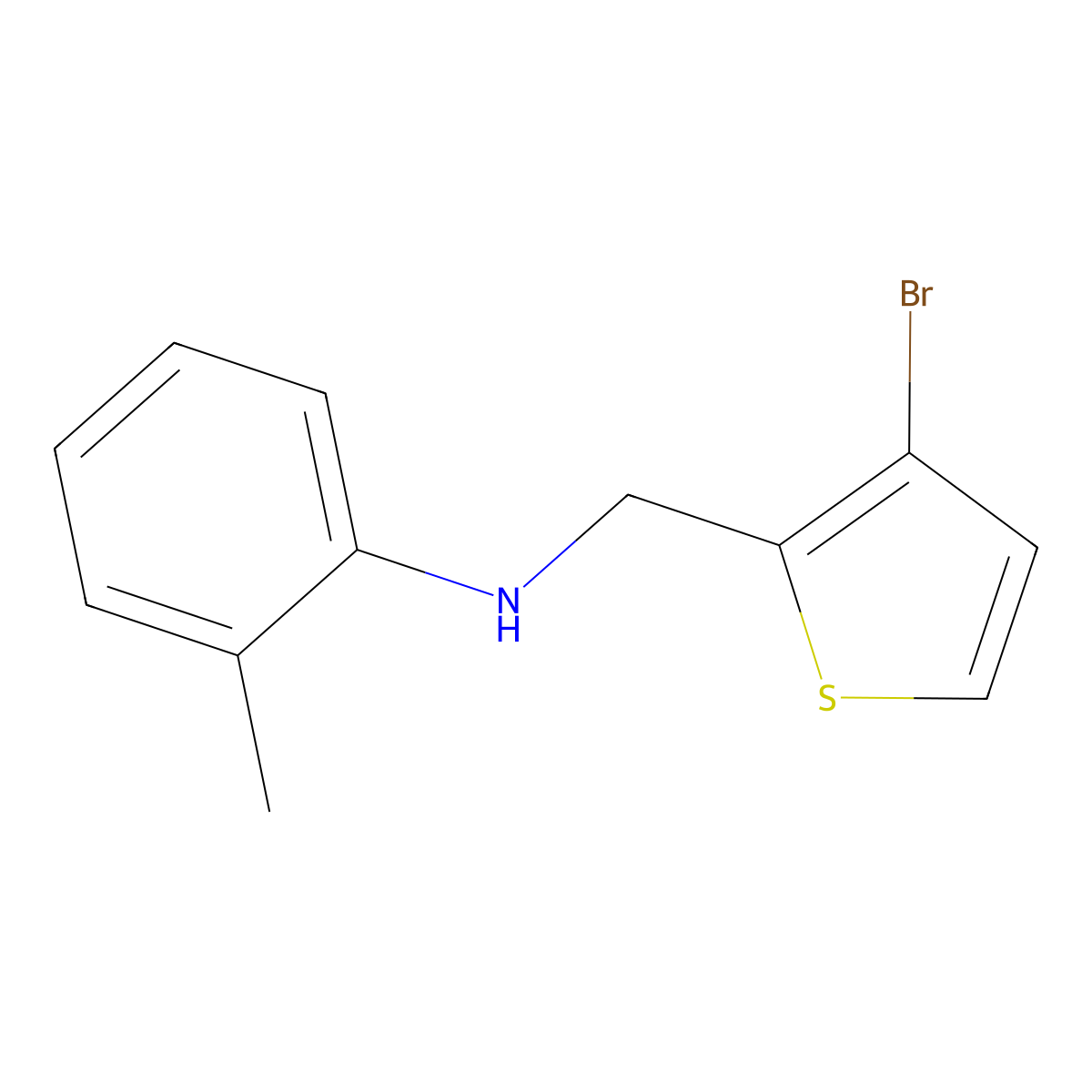 N-[(3-bromothiophen-2-yl)methyl]-2-methylaniline molecular structure, CAS 1250061-79-0