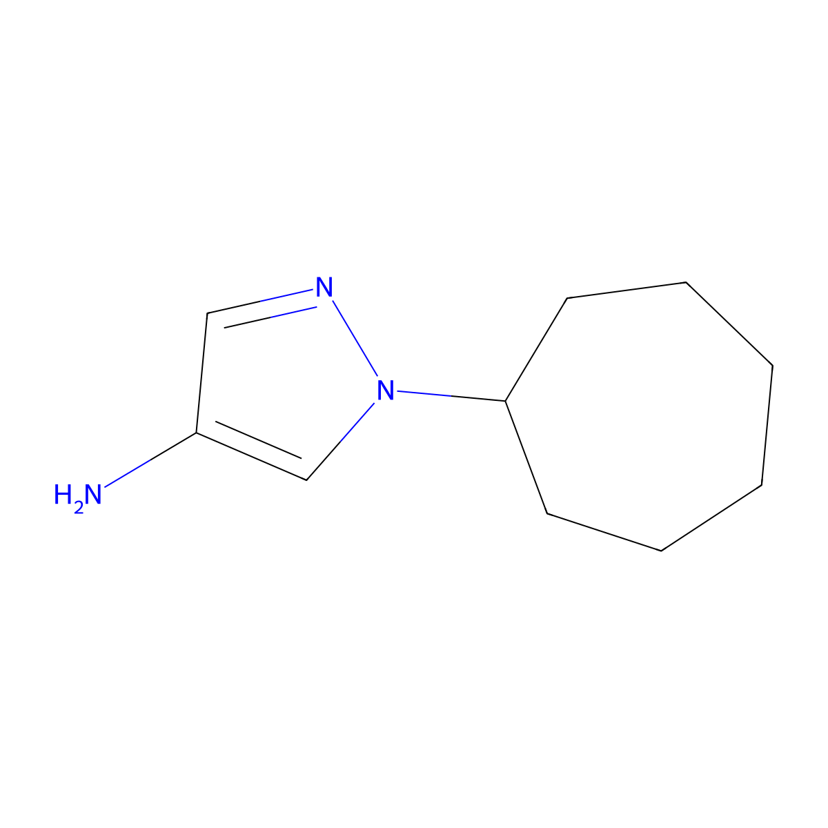 1-cycloheptyl-1H-pyrazol-4-amine molecular structure, CAS 1250065-35-0