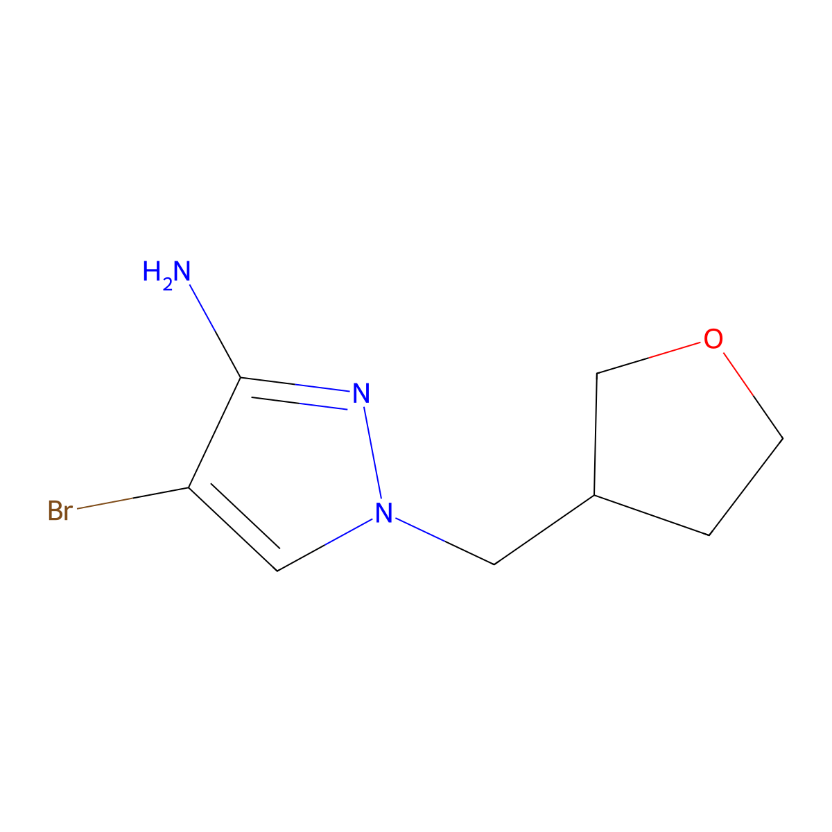 4-bromo-1-[(oxolan-3-yl)methyl]-1H-pyrazol-3-amine molecular structure, CAS 1250066-63-7