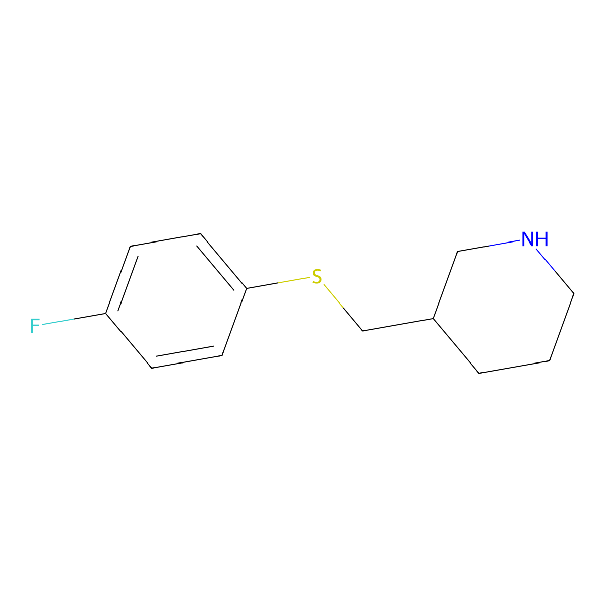 3-{[(4-Fluorophenyl)sulfanyl]methyl}piperidine molecular structure, CAS 1250067-39-0