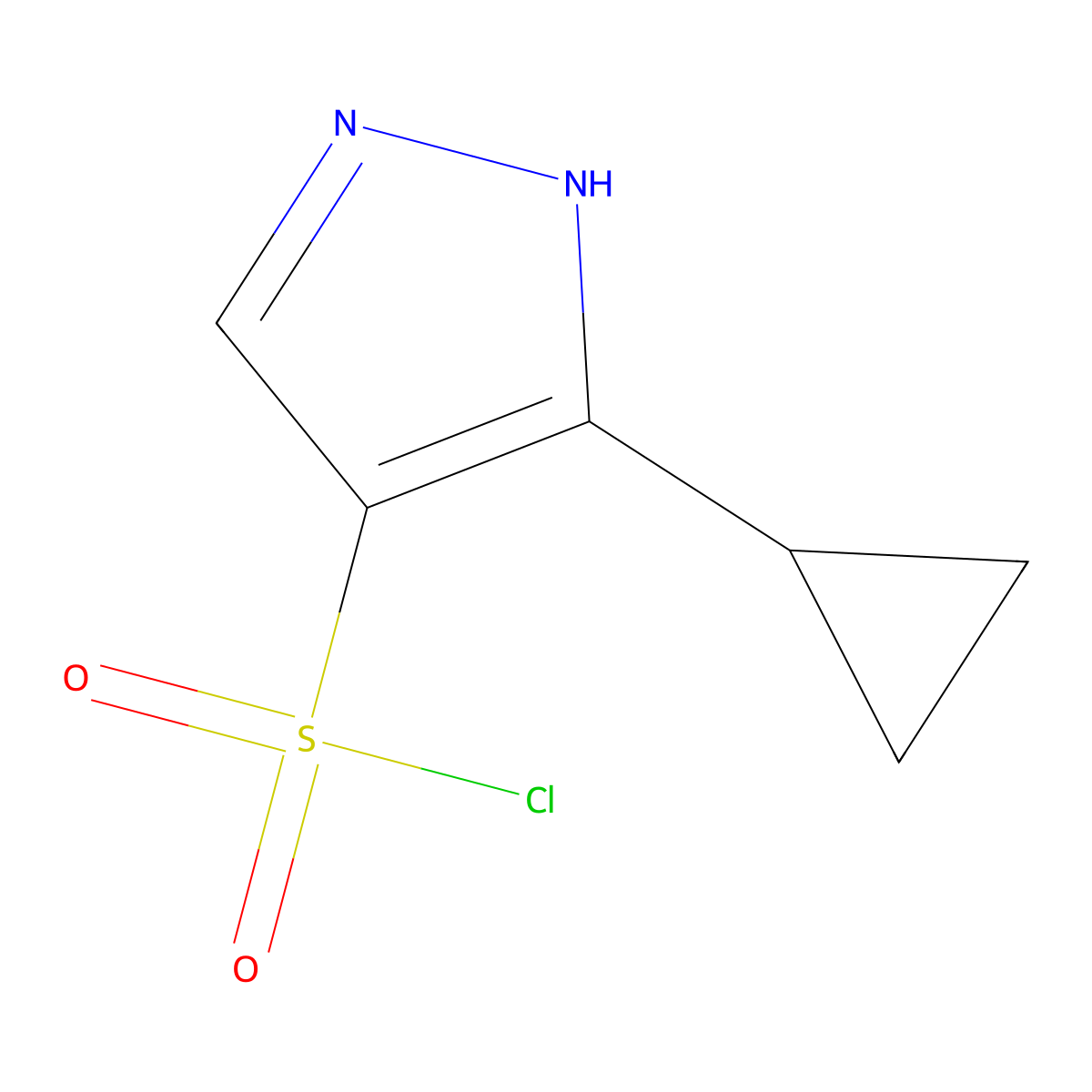 3-cyclopropyl-1H-pyrazole-4-sulfonyl chloride molecular structure, CAS 1250067-51-6