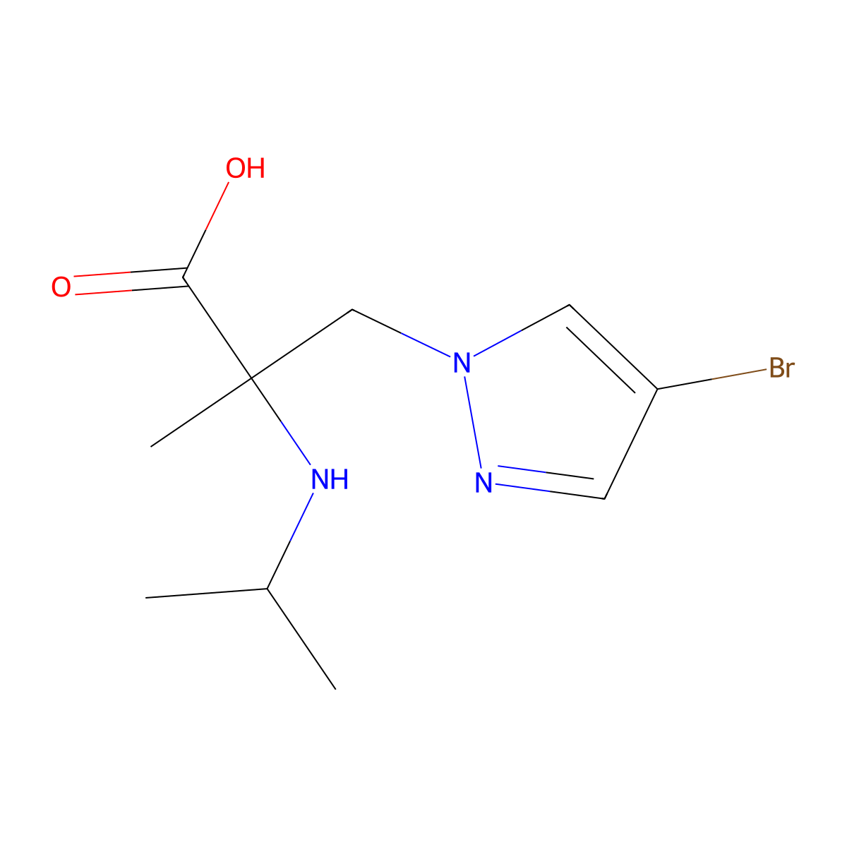 3-(4-Bromo-1h-pyrazol-1-yl)-2-(isopropylamino)-2-methylpropanoic acid molecular structure, CAS 1250068-77-9