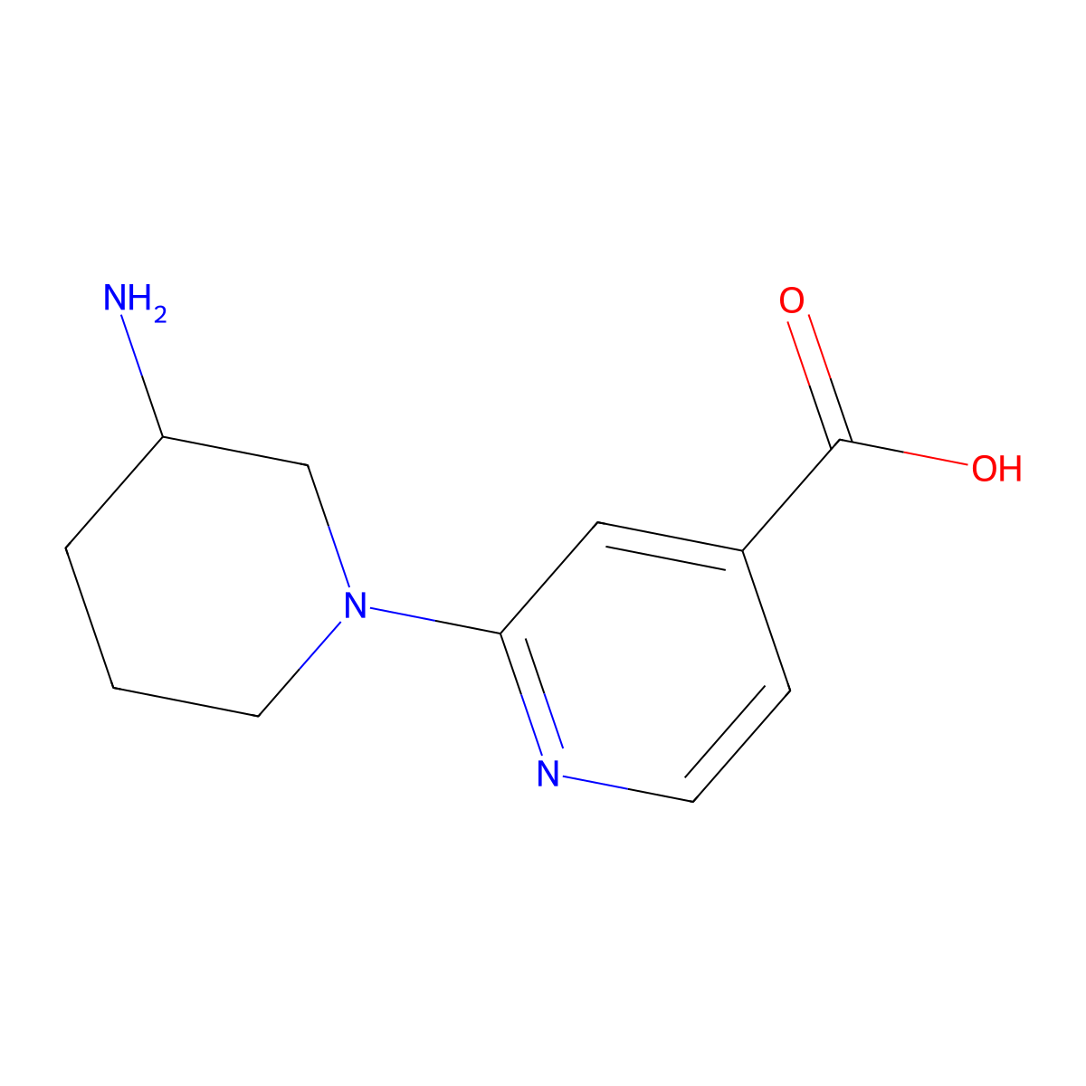 2-(3-Aminopiperidin-1-yl)pyridine-4-carboxylic acid molecular structure, CAS 1250071-50-1