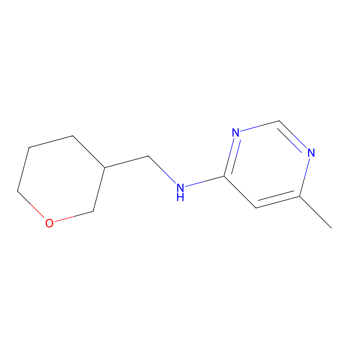 6-methyl-N-[(oxan-3-yl)methyl]pyrimidin-4-amine molecular structure, CAS 1250071-78-3