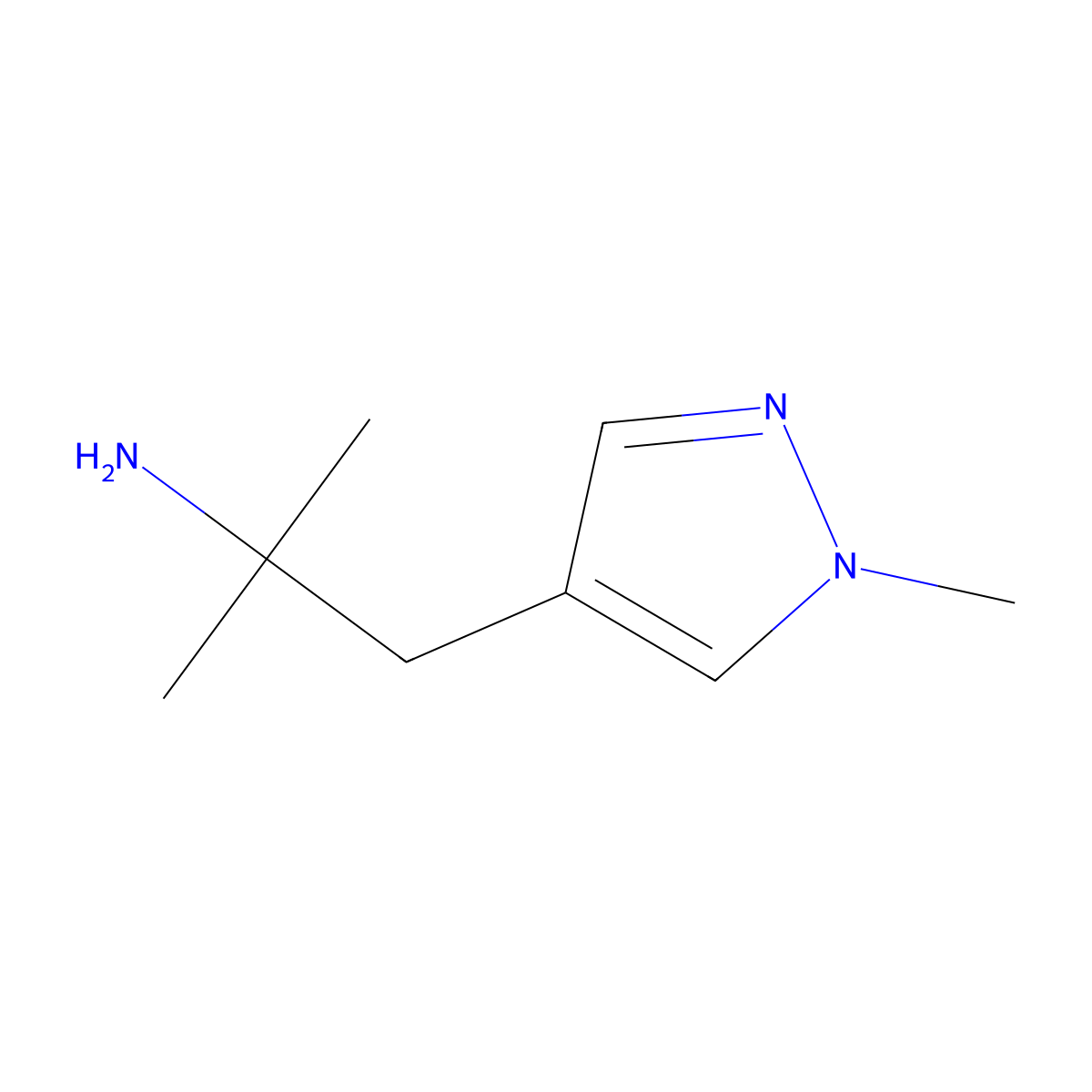 2-methyl-1-(1-methyl-1H-pyrazol-4-yl)propan-2-amine molecular structure, CAS 1250073-03-0