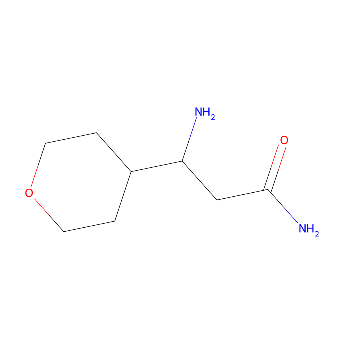 3-Amino-3-(oxan-4-yl)propanamide molecular structure, CAS 1250074-10-2