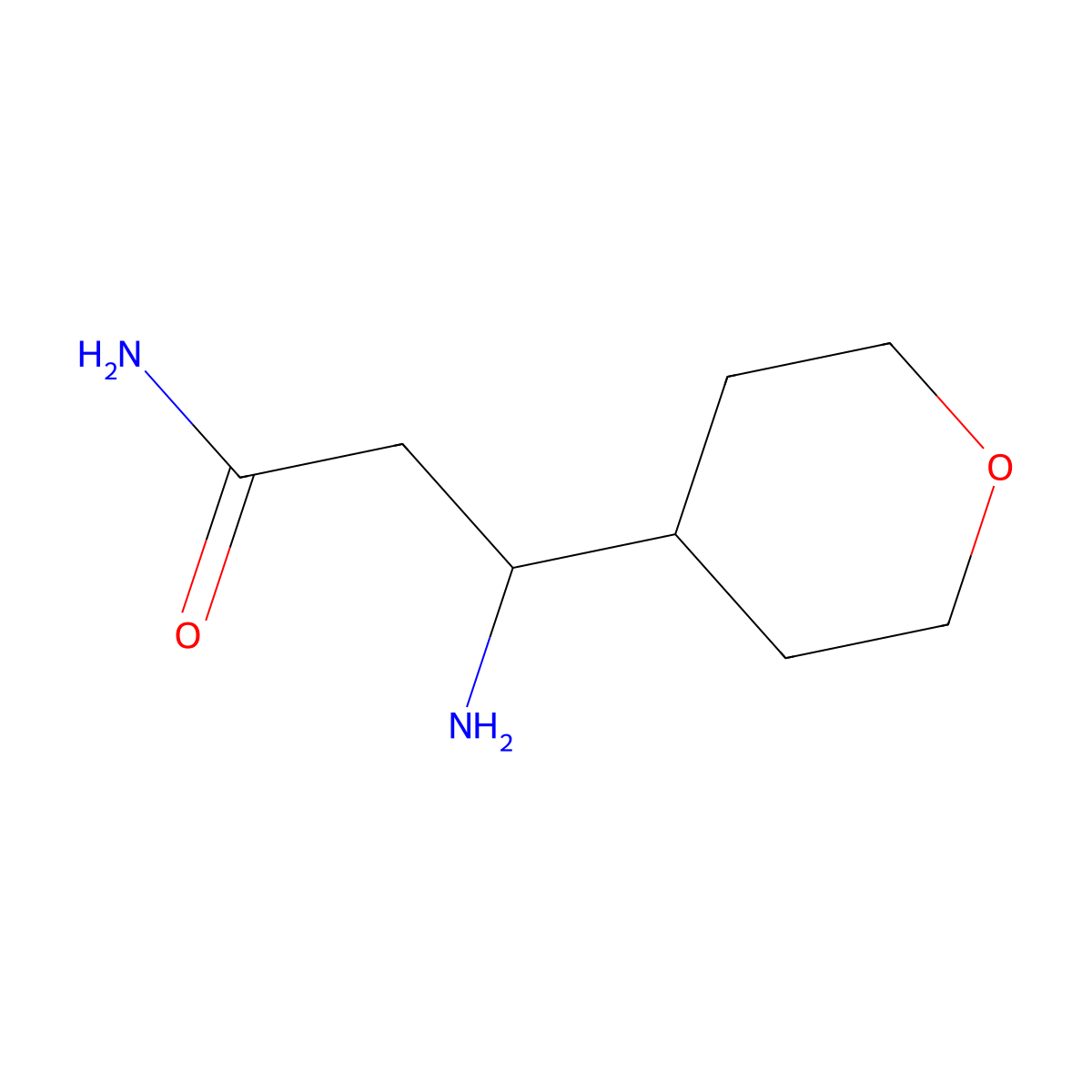 3-Amino-3-(oxan-4-yl)propanamide molecular structure, CAS 1250074-10-2