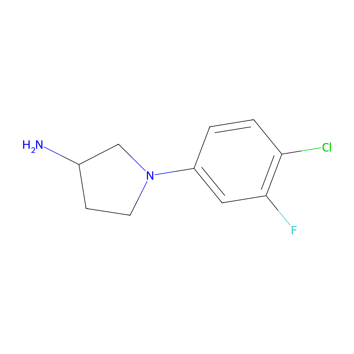 1-(4-Chloro-3-fluorophenyl)pyrrolidin-3-amine molecular structure, CAS 1250074-31-7
