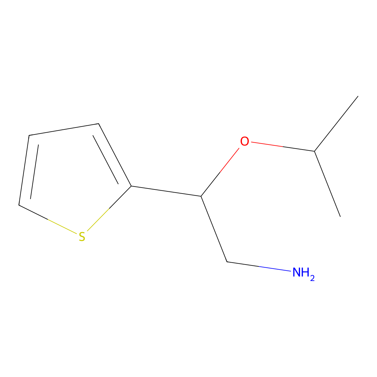 2-(Propan-2-yloxy)-2-(thiophen-2-yl)ethan-1-amine molecular structure, CAS 1250075-22-9