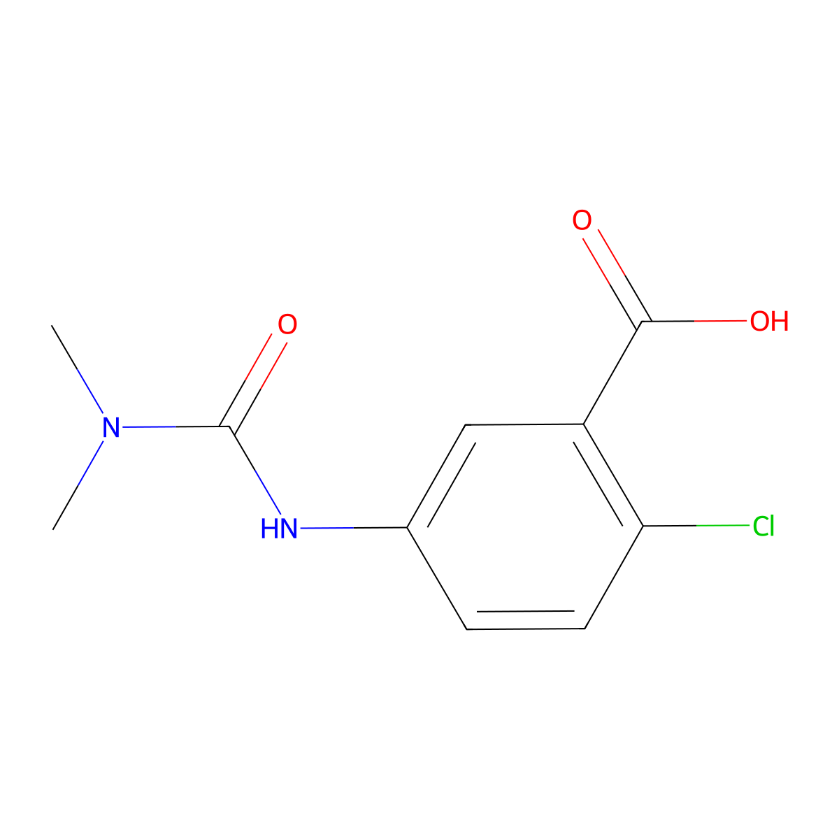 2-Chloro-5-[(dimethylcarbamoyl)amino]benzoic acid molecular structure, CAS 1250075-49-0
