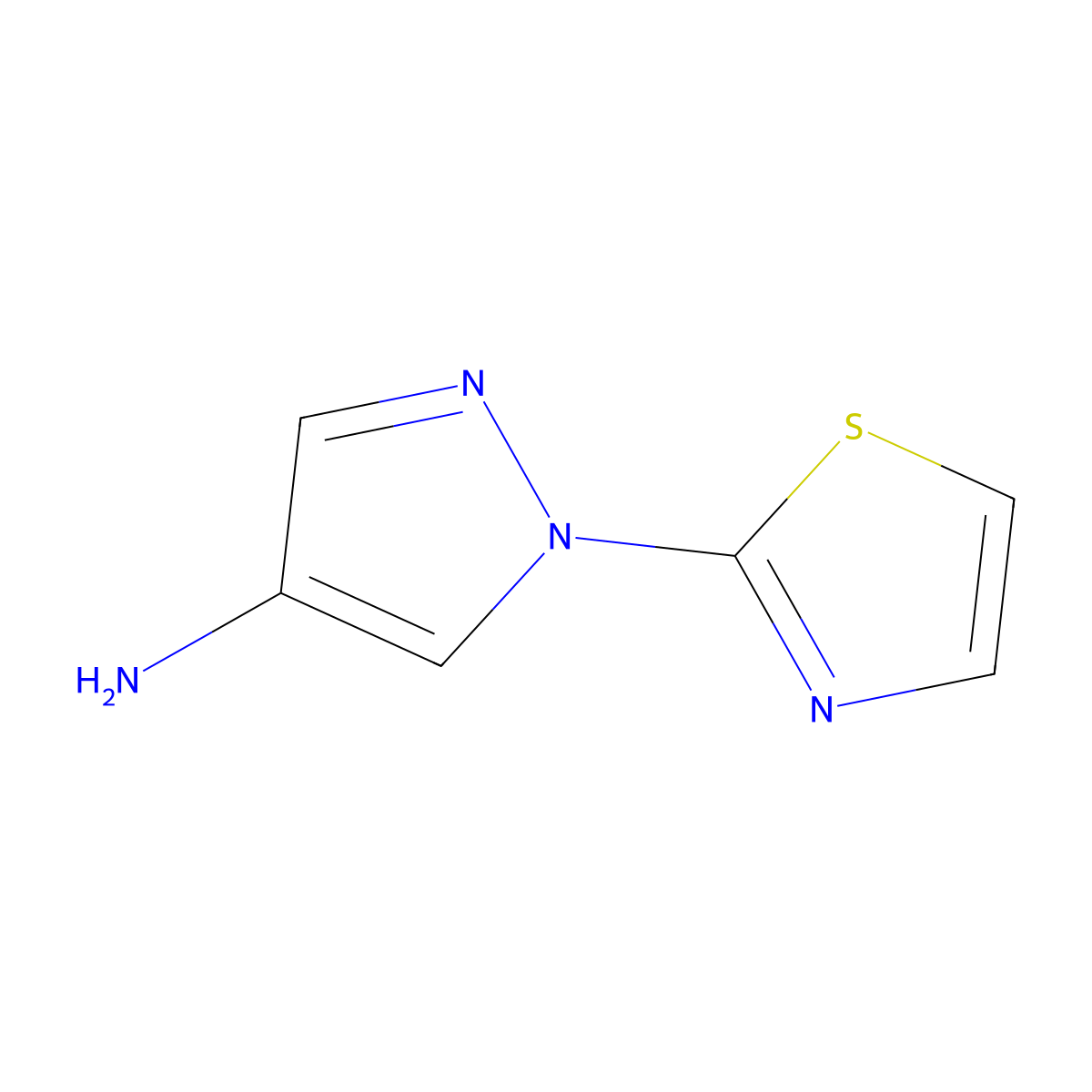 1-(1,3-thiazol-2-yl)-1H-pyrazol-4-amine molecular structure, CAS 1250077-65-6