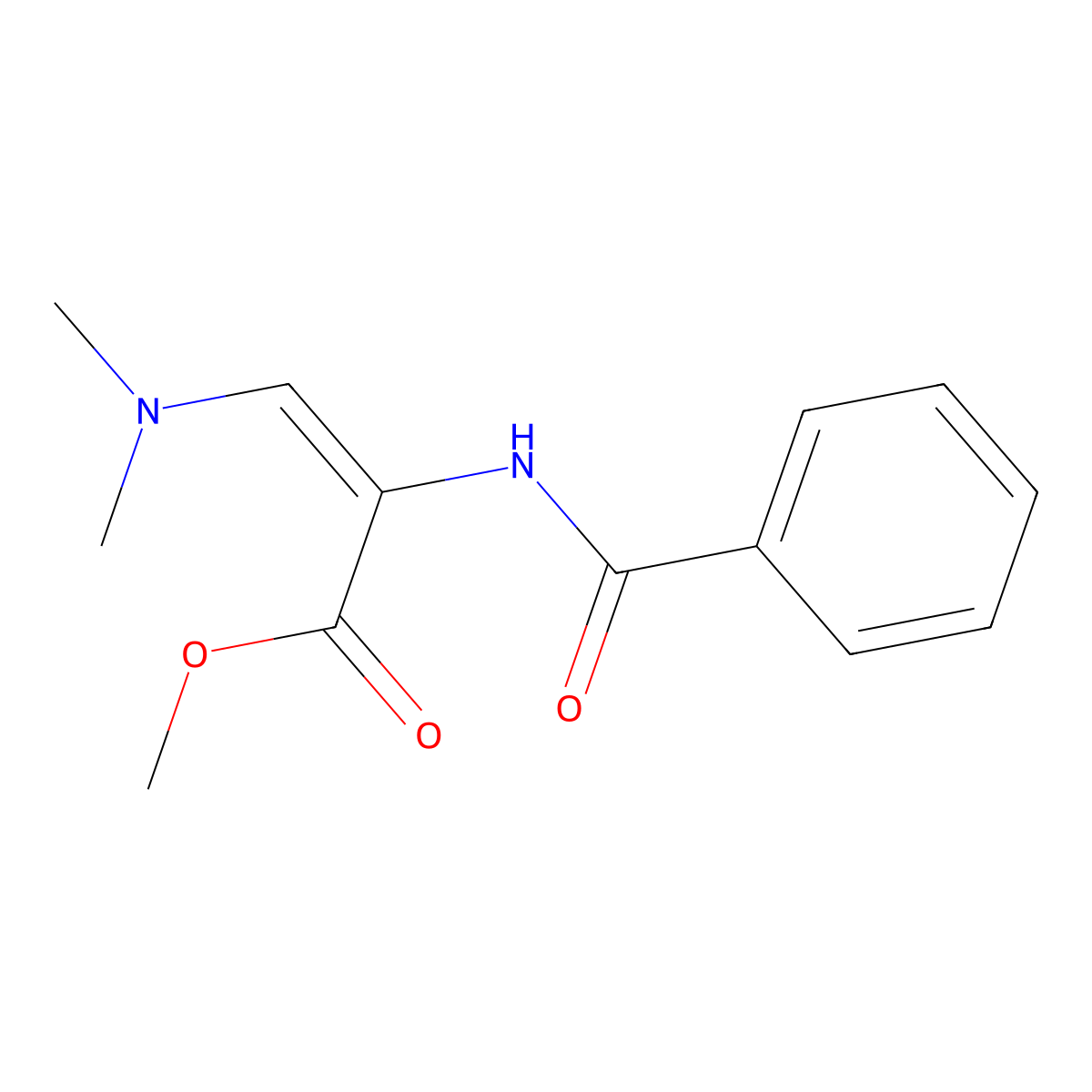 Methyl 2-benzoylamino-3-dimethylaminoacrylate molecular structure, CAS 125008-68-6