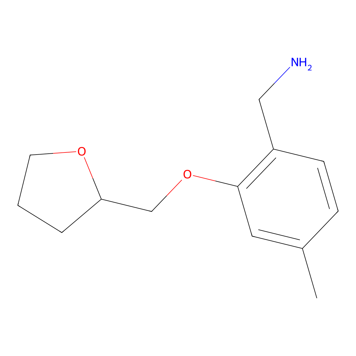 [4-Methyl-2-(oxolan-2-ylmethoxy)phenyl]methanamine molecular structure, CAS 1250081-20-9
