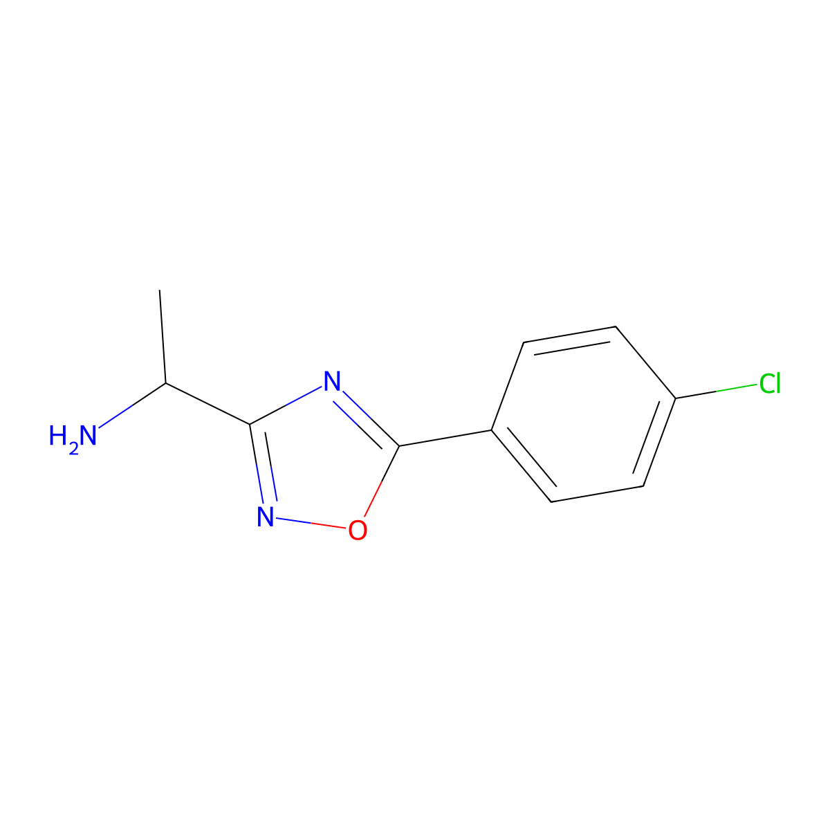 1-[5-(4-Chlorophenyl)-1,2,4-oxadiazol-3-yl]ethan-1-amine molecular structure, CAS 1250083-05-6