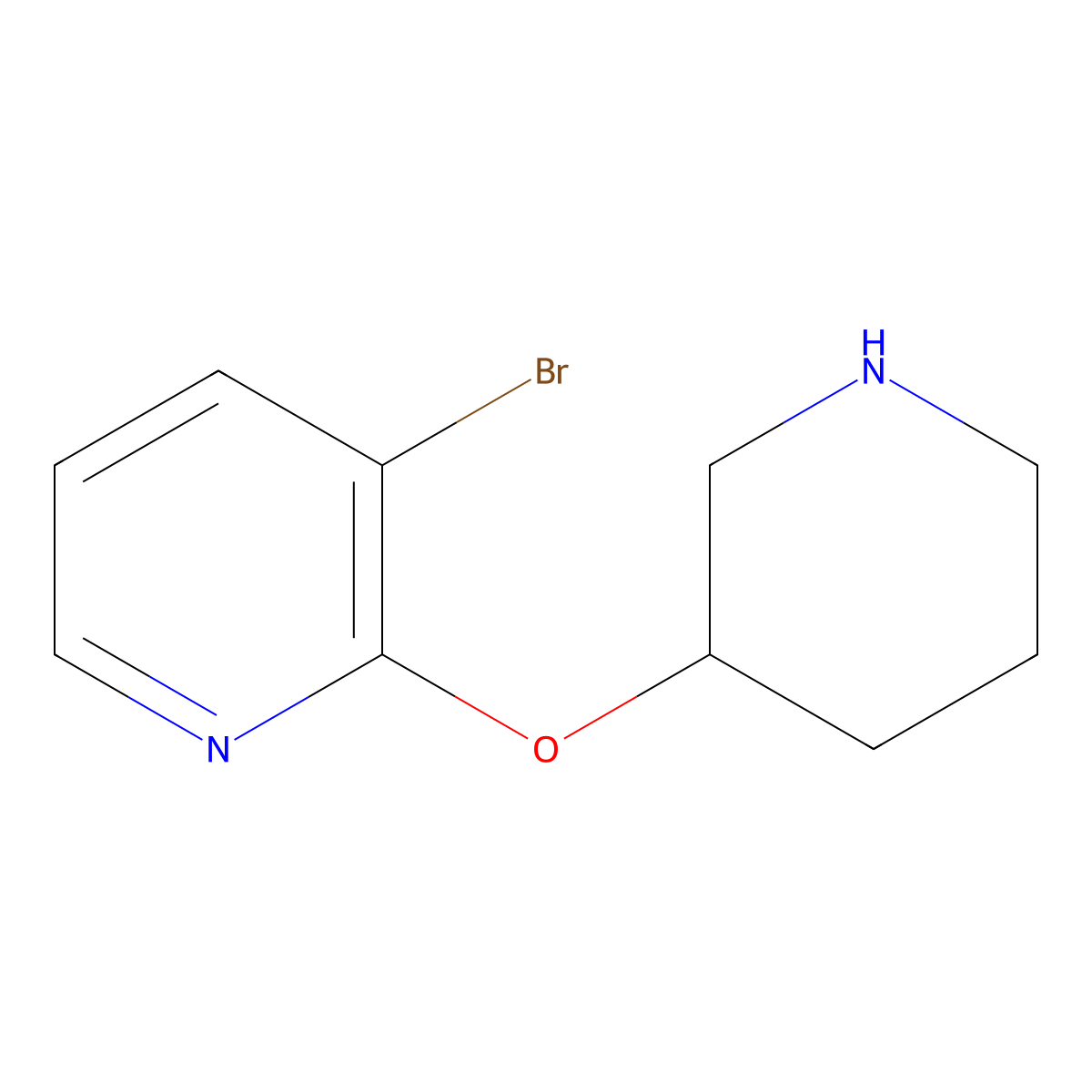 3-Bromo-2-(piperidin-3-yloxy)pyridine molecular structure, CAS 1250083-93-2