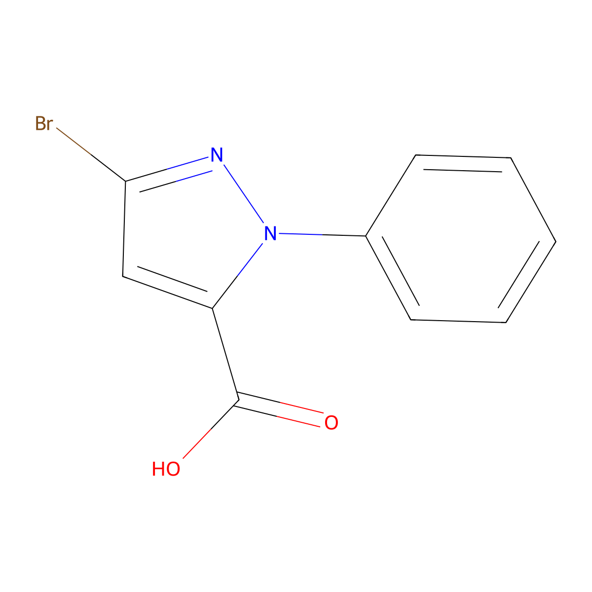 3-bromo-1-phenyl-1H-pyrazole-5-carboxylic acid molecular structure, CAS 1250084-79-7