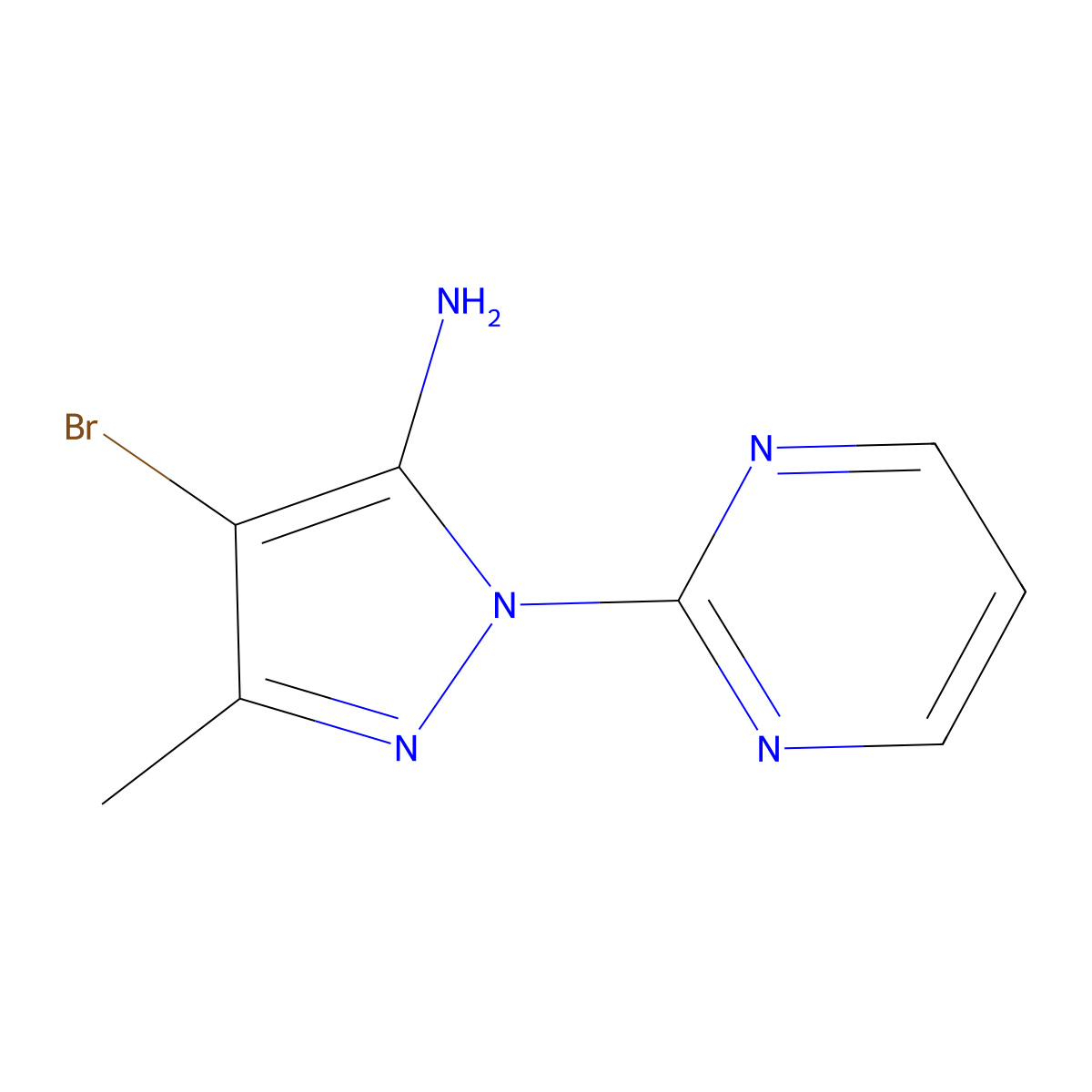 4-bromo-3-methyl-1-(pyrimidin-2-yl)-1H-pyrazol-5-amine molecular structure, CAS 1250084-93-5