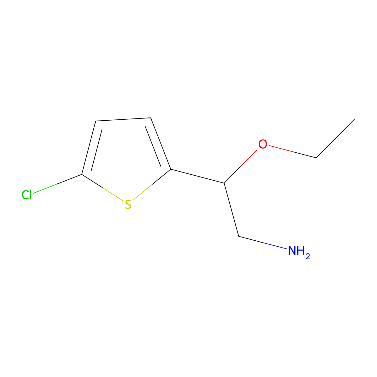 2-(5-Chlorothiophen-2-yl)-2-ethoxyethan-1-amine molecular structure, CAS 1250085-07-4