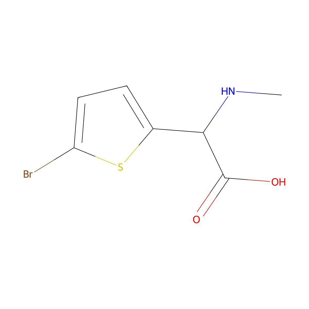 2-(5-Bromothiophen-2-yl)-2-(methylamino)acetic acid molecular structure, CAS 1250085-14-3