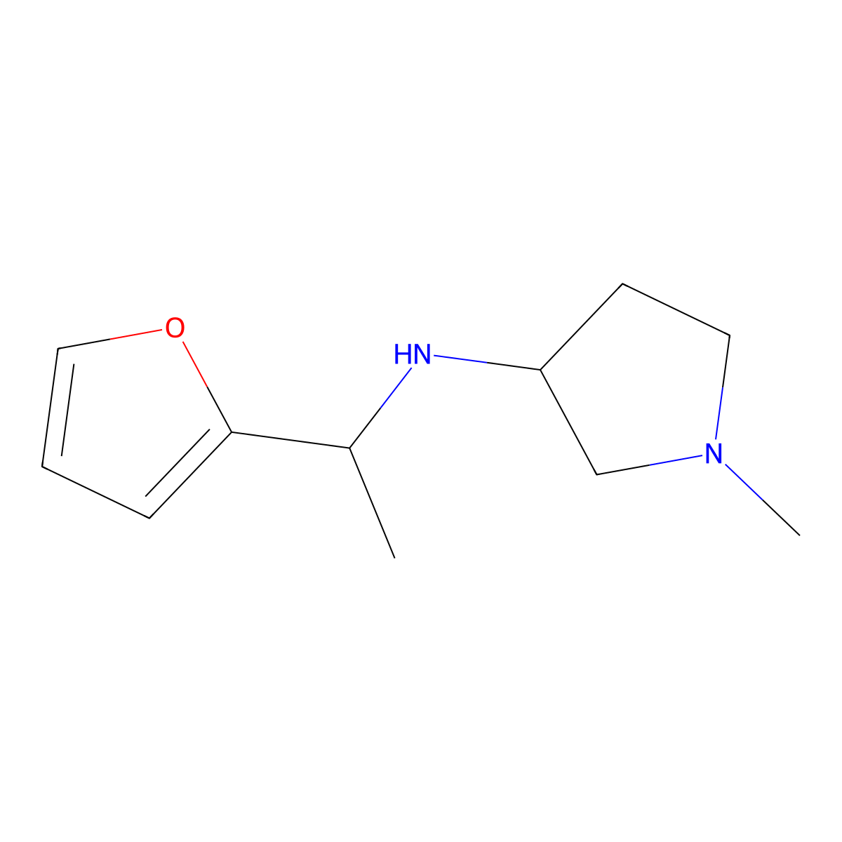 N-[1-(furan-2-yl)ethyl]-1-methylpyrrolidin-3-amine molecular structure, CAS 1250085-99-4