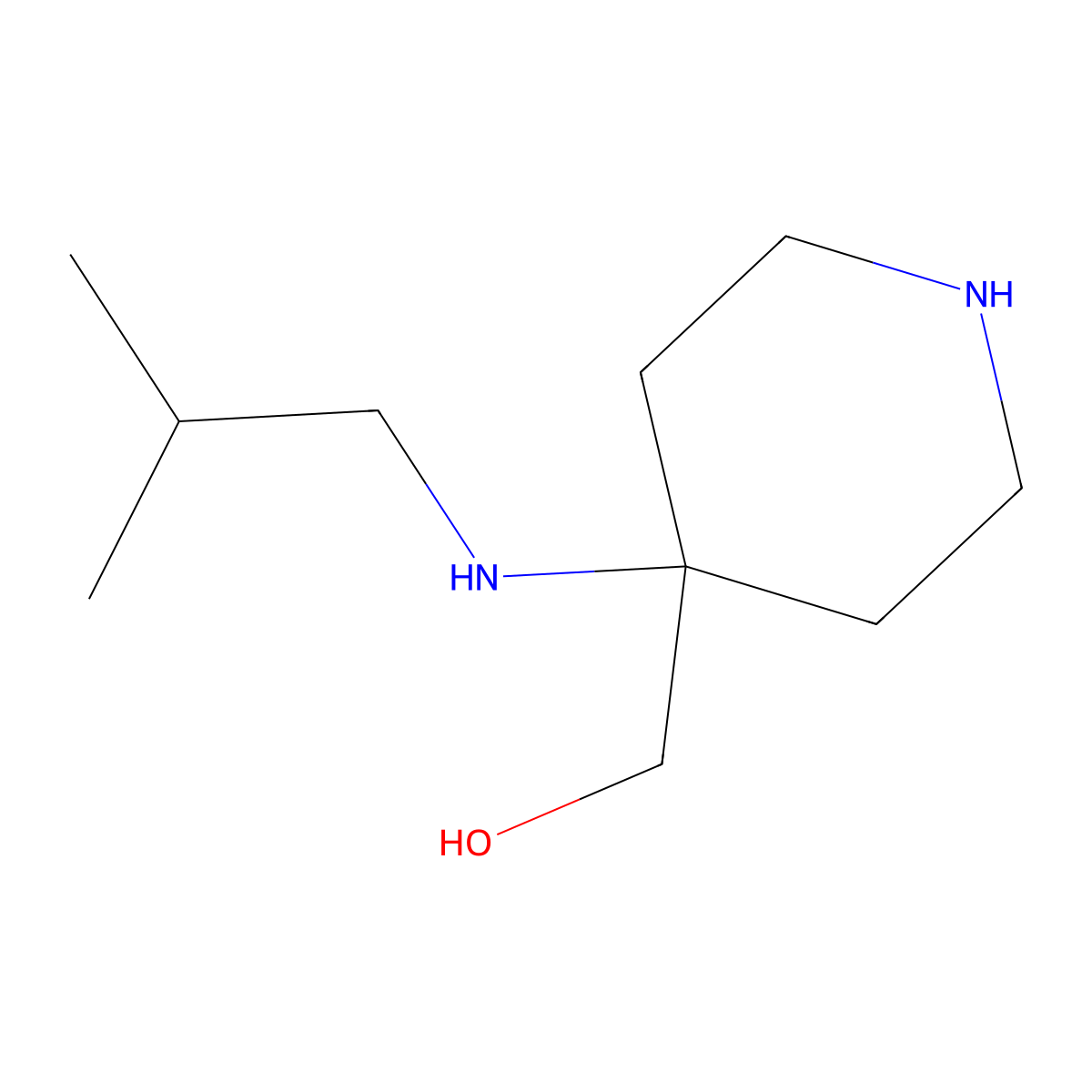 {4-[(2-Methylpropyl)amino]piperidin-4-yl}methanol molecular structure, CAS 1250086-33-9