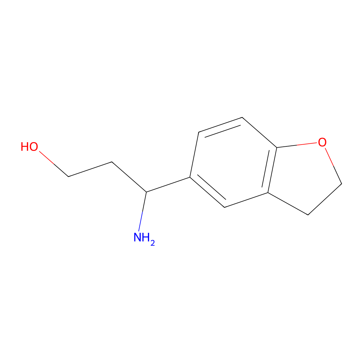 3-Amino-3-(2,3-dihydrobenzofuran-5-yl)propan-1-ol molecular structure, CAS 1250086-34-0