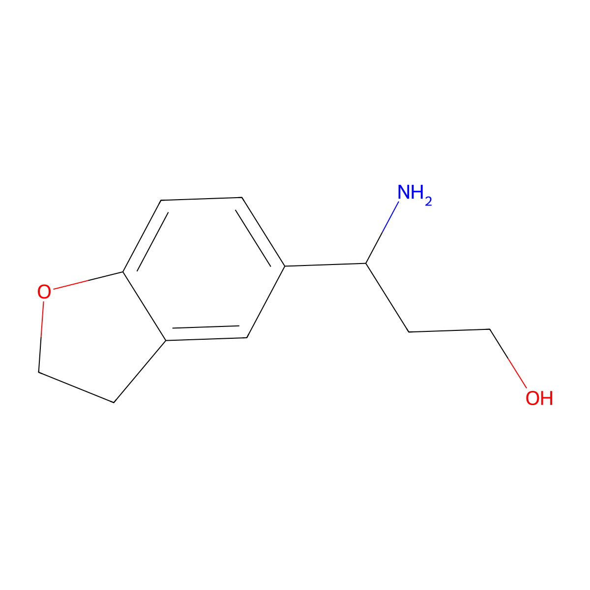 3-Amino-3-(2,3-dihydrobenzofuran-5-yl)propan-1-ol molecular structure, CAS 1250086-34-0