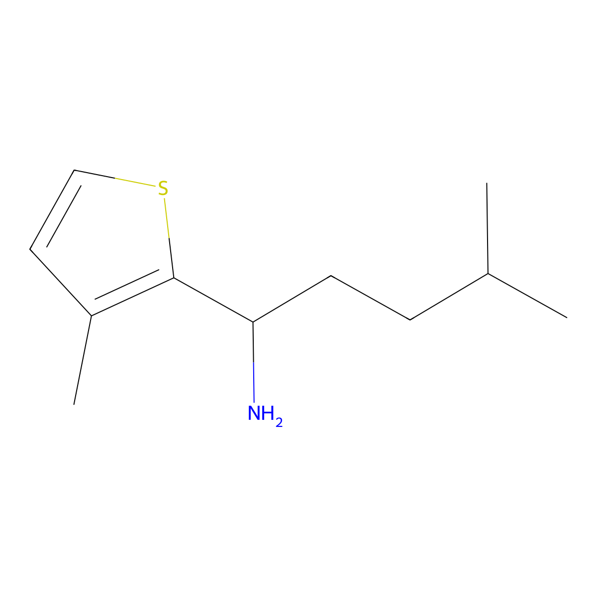 4-Methyl-1-(3-methylthiophen-2-yl)pentan-1-amine molecular structure, CAS 1250087-17-2