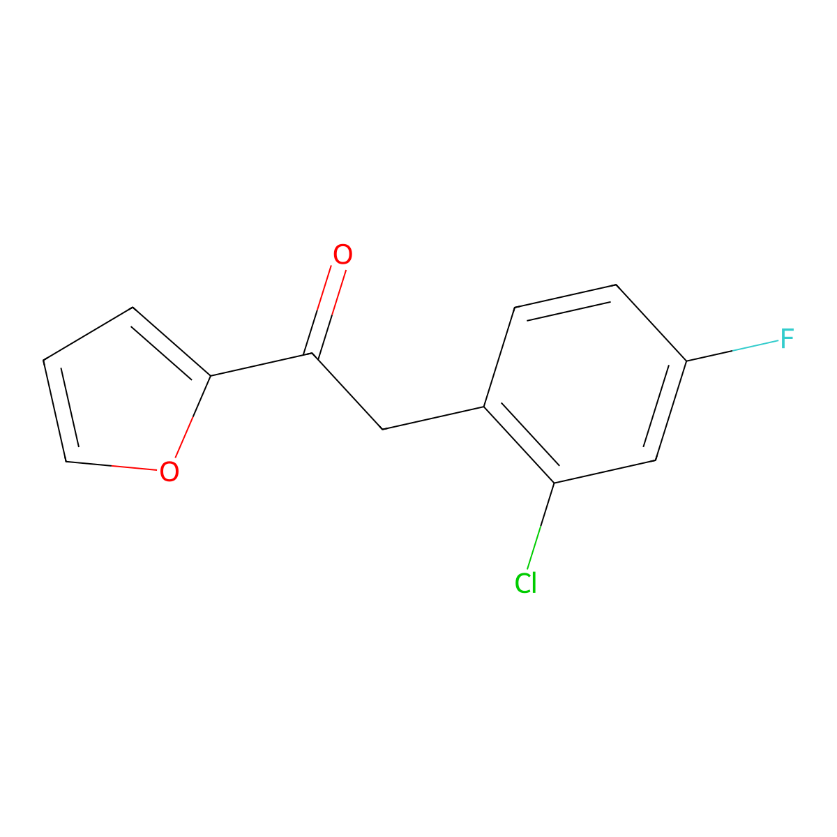 2-(2-Chloro-4-fluorophenyl)-1-(furan-2-yl)ethan-1-one molecular structure, CAS 1250095-44-3