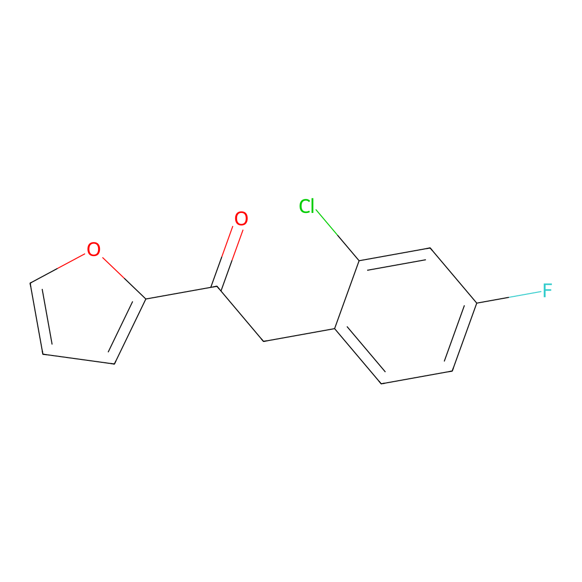 2-(2-Chloro-4-fluorophenyl)-1-(furan-2-yl)ethan-1-one molecular structure, CAS 1250095-44-3
