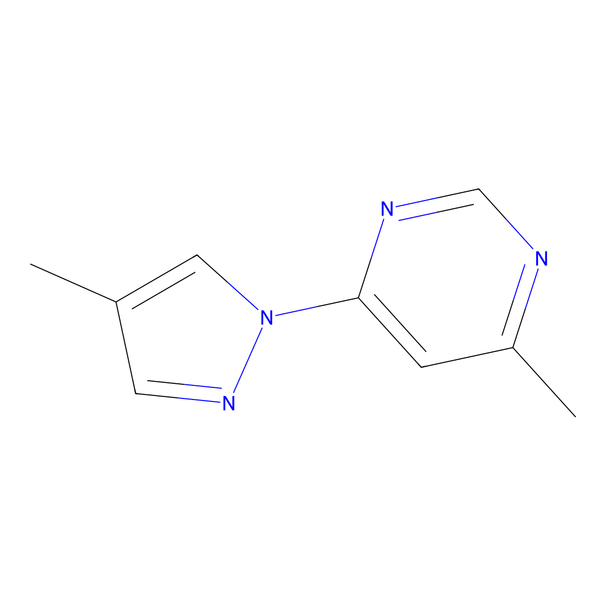 4-methyl-6-(4-methyl-1H-pyrazol-1-yl)pyrimidine molecular structure, CAS 1250098-64-6