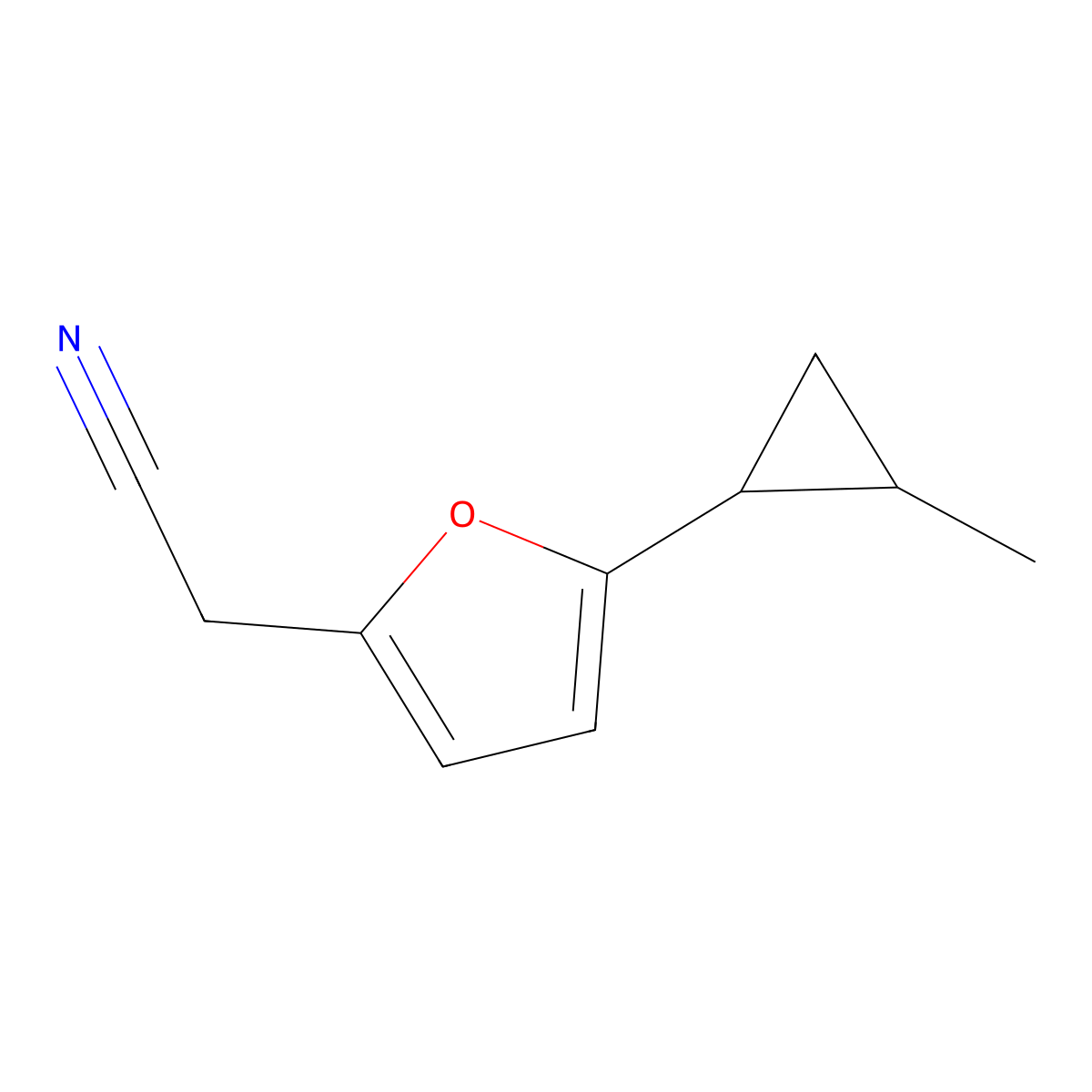 2-(5-(2-Methylcyclopropyl)furan-2-yl)acetonitrile molecular structure, CAS 1250100-31-2