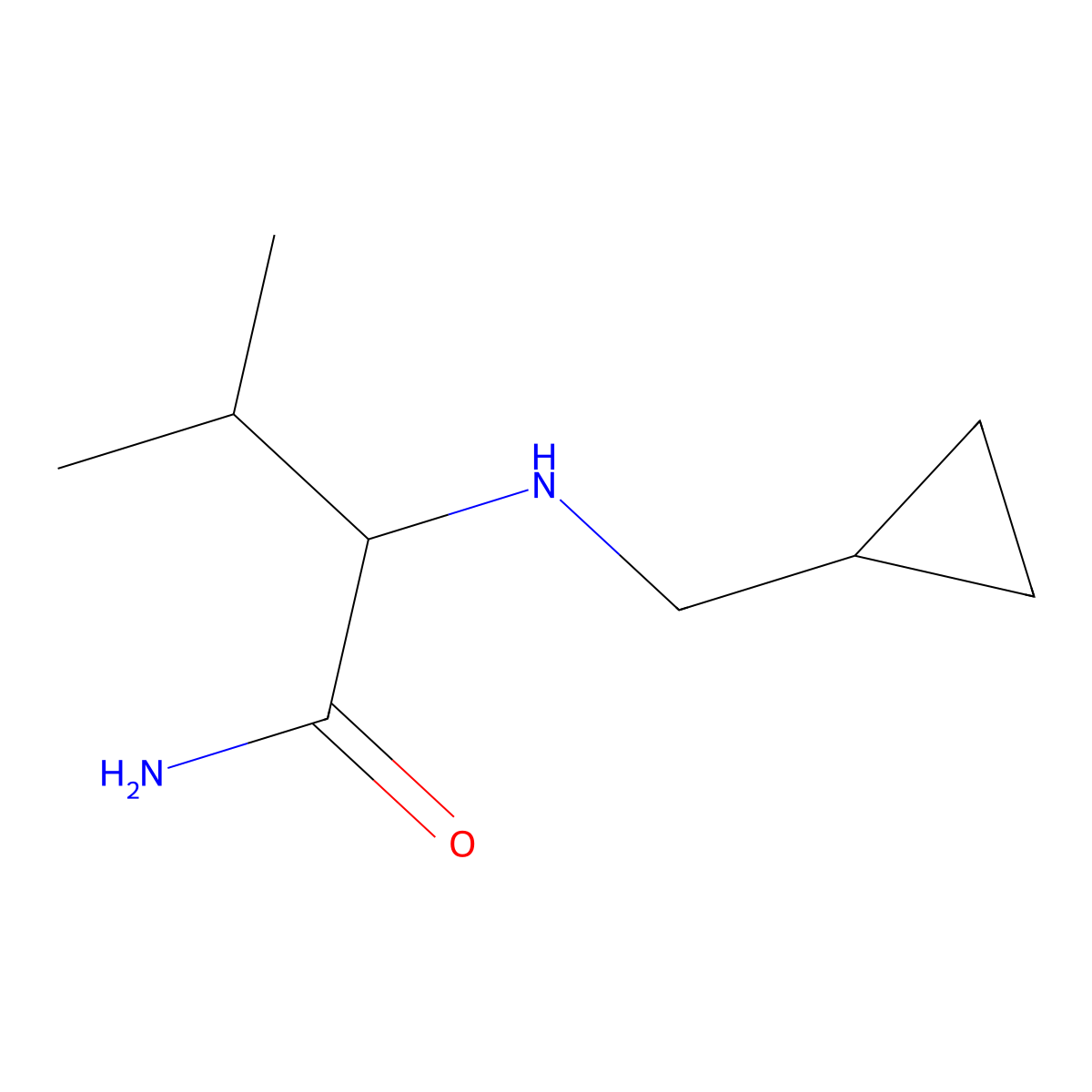 2-[(Cyclopropylmethyl)amino]-3-methylbutanamide molecular structure, CAS 1250100-40-3