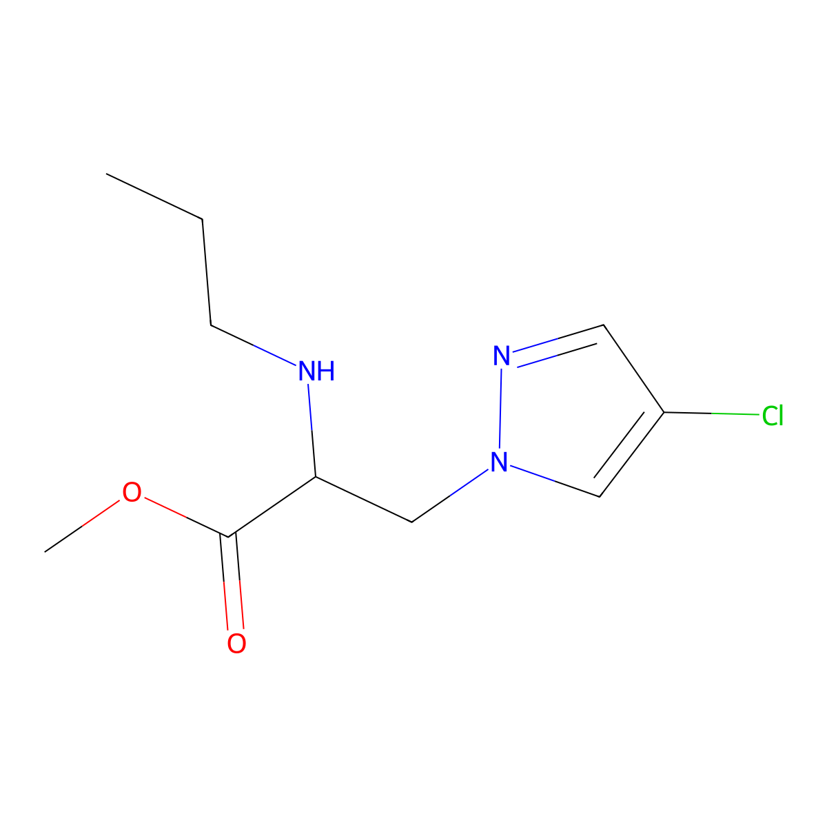 Methyl 3-(4-chloro-1h-pyrazol-1-yl)-2-(propylamino)propanoate molecular structure, CAS 1250103-86-6