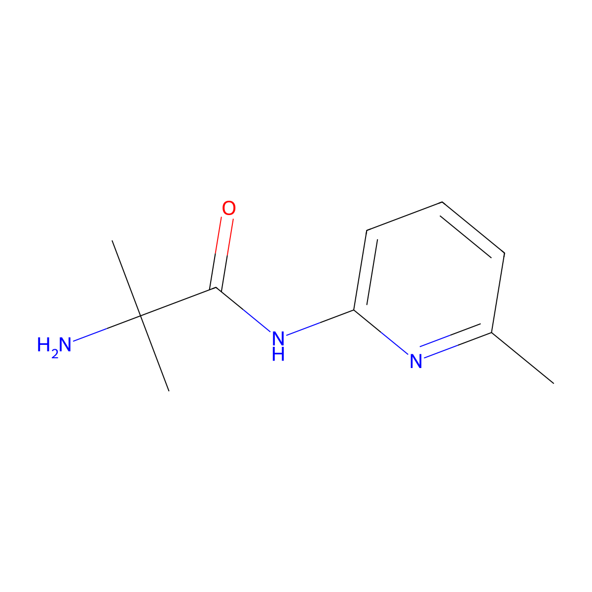 2-amino-2-methyl-N-(6-methylpyridin-2-yl)propanamide molecular structure, CAS 1250104-07-4