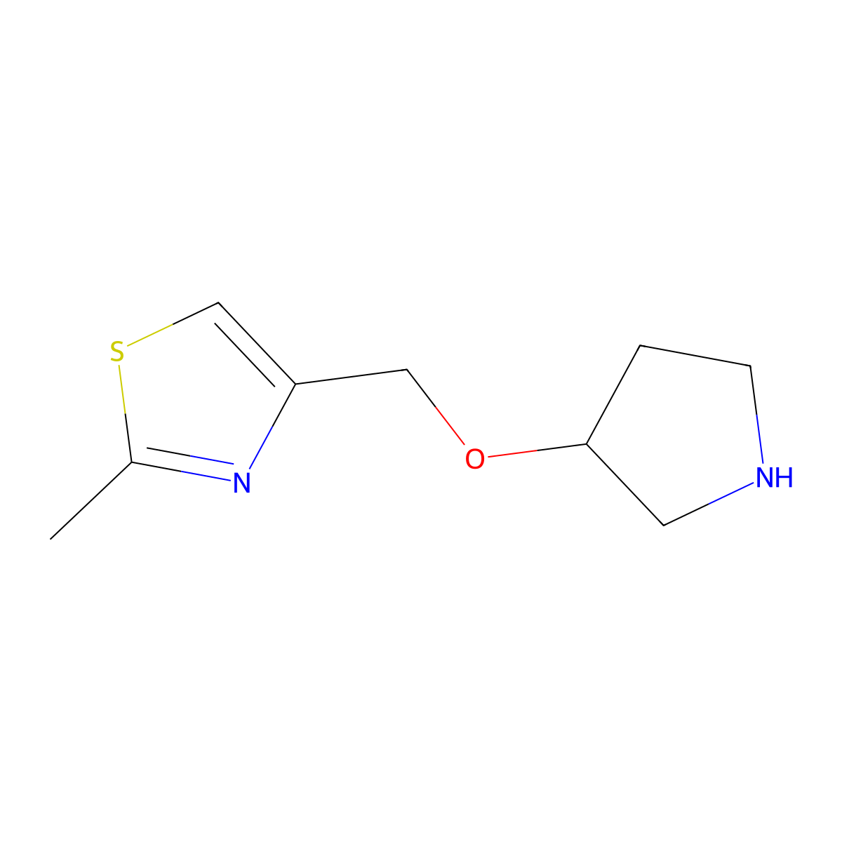 2-Methyl-4-[(pyrrolidin-3-yloxy)methyl]-1,3-thiazole molecular structure, CAS 1250105-75-9