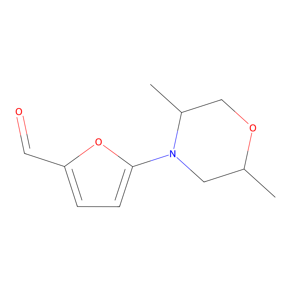 5-(2,5-Dimethylmorpholin-4-yl)furan-2-carbaldehyde molecular structure, CAS 1250107-32-4